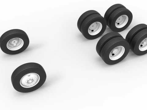Wheel Set of Vintage GATR Racing Semi truck Scale 1 to 25 3D Print Model