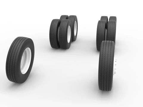 Wheel Set of Vintage GATR Racing Semi truck Scale 1 to 25 3D Print Model