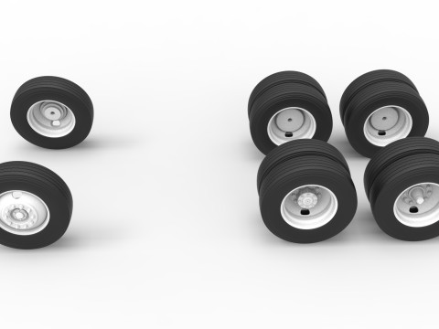Wheel Set of Vintage GATR Racing Semi truck Scale 1 to 25 3D Принт Модель