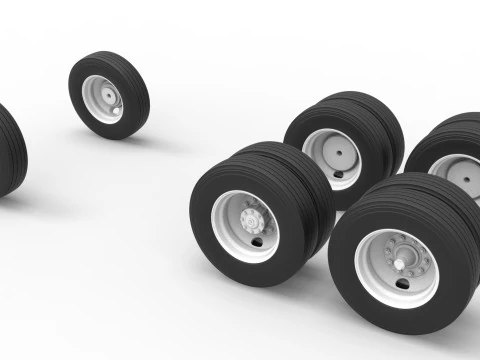 Wheel Set of Vintage GATR Racing Semi truck Scale 1 to 25 3D Print Model
