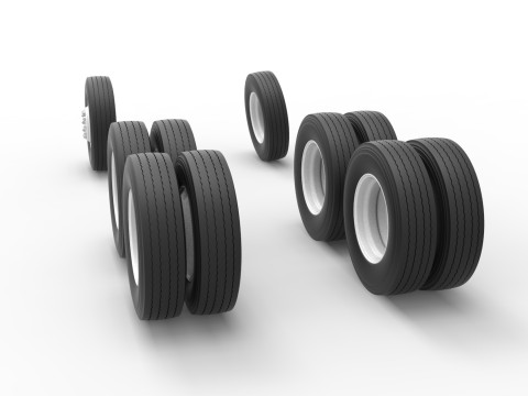 Wheel Set of Vintage GATR Racing Semi truck Scale 1 to 25 3D Принт Модель