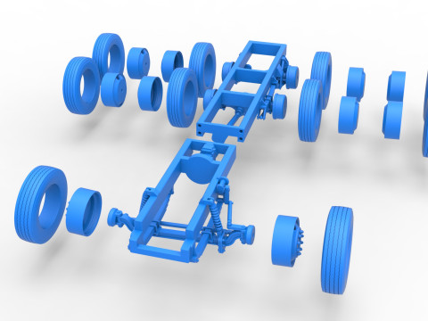 Chassis of Vintage GATR Racing Semi truck Scale 1 to 25 3D Print Model
