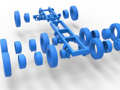 Chassis of Vintage GATR Racing Semi truck Scale 1 to 25 3D Print Model