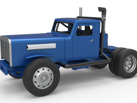 Vintage GATR Racing Semi truck Version 2 Scale 1 to 25 3D Print Model