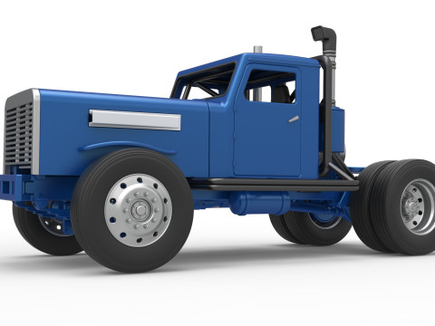 Vintage GATR Racing Semi truck Version 2 Scale 1 to 25 3D Print Model
