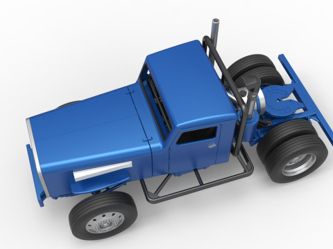 Vintage GATR Racing Semi truck Version 2 Scale 1 to 25 3D Print Model