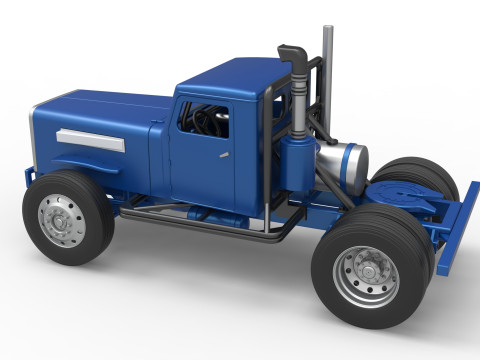 Vintage GATR Racing Semi truck Version 2 Scale 1 to 25 3D Print Model