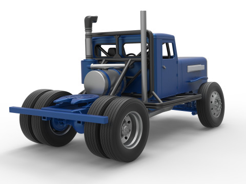 Vintage GATR Racing Semi truck Version 2 Scale 1 to 25 3D Print Model