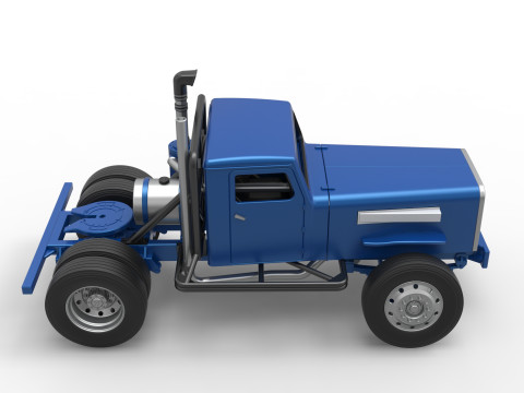 Vintage GATR Racing Semi truck Version 2 Scale 1 to 25 3D Print Model