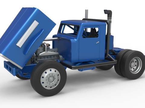Vintage GATR Racing Semi truck Version 2 Scale 1 to 25 3D Print Model