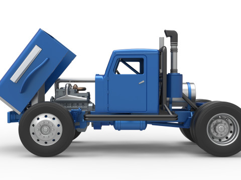 Vintage GATR Racing Semi truck Version 2 Scale 1 to 25 3D Print Model