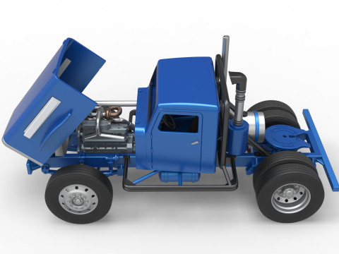 Vintage GATR Racing Semi truck Version 2 Scale 1 to 25 3D Print Model