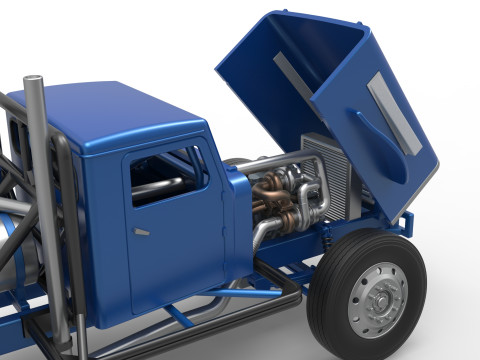 Vintage GATR Racing Semi truck Version 2 Scale 1 to 25 3D Print Model