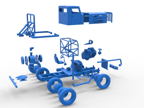 Vintage GATR Racing Semi truck Version 2 Scale 1 to 25 3D Print Model
