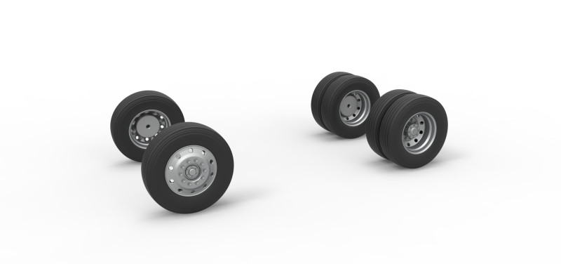 Wheel Set of Vintage GATR Racing Semi truck Version 2 Scale 1 to 25 3D Принт Модель .c4d .max .obj .3ds .fbx .stl .blend