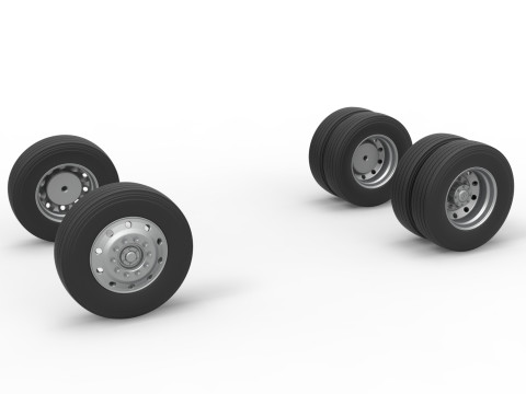 Wheel Set of Vintage GATR Racing Semi truck Version 2 Scale 1 to 25 3D-printmodel