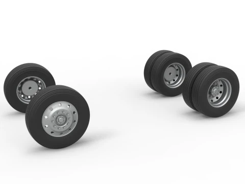 Wheel Set of Vintage GATR Racing Semi truck Version 2 Scale 1 to 25 3D Print Model