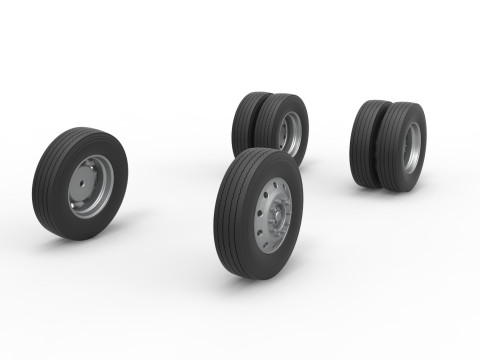 Wheel Set of Vintage GATR Racing Semi truck Version 2 Scale 1 to 25 3D Принт Модель