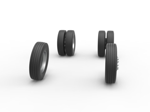 Wheel Set of Vintage GATR Racing Semi truck Version 2 Scale 1 to 25 3D Принт Модель