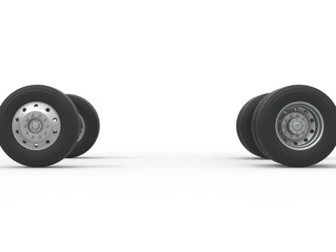 Wheel Set of Vintage GATR Racing Semi truck Version 2 Scale 1 to 25 3D Print Model