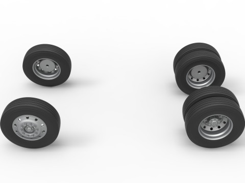 Wheel Set of Vintage GATR Racing Semi truck Version 2 Scale 1 to 25 3D Принт Модель