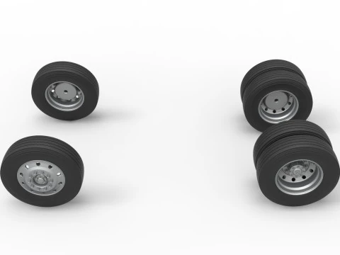 Wheel Set of Vintage GATR Racing Semi truck Version 2 Scale 1 to 25 3D Print Model