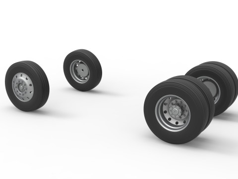 Wheel Set of Vintage GATR Racing Semi truck Version 2 Scale 1 to 25 3D Принт Модель