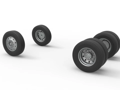 Wheel Set of Vintage GATR Racing Semi truck Version 2 Scale 1 to 25 3D Print Model