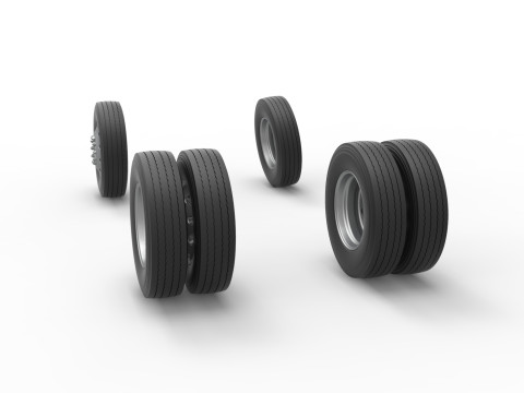 Wheel Set of Vintage GATR Racing Semi truck Version 2 Scale 1 to 25 3D Принт Модель