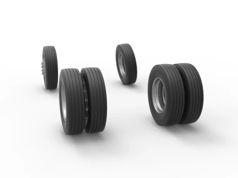 Wheel Set of Vintage GATR Racing Semi truck Version 2 Scale 1 to 25 3D Print Model
