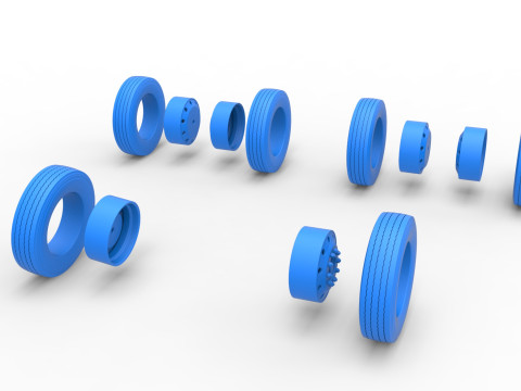 Wheel Set of Vintage GATR Racing Semi truck Version 2 Scale 1 to 25 3D Принт Модель