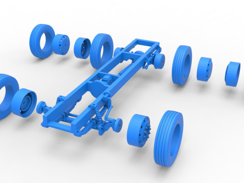 Chassis of Vintage GATR Racing Semi truck Version 2 Scale 1 to 25 3D Принт Модель