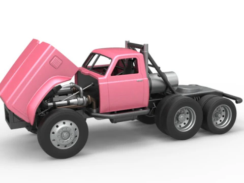 Vintage GATR Racing Semi truck Version 3 Scale 1 to 25 3D Print Model