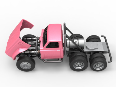 Vintage GATR Racing Semi truck Version 3 Scale 1 to 25 Modelo de Impressão 3D