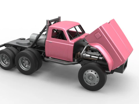 Vintage GATR Racing Semi truck Version 3 Scale 1 to 25 3D Print Model