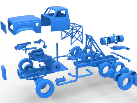 Vintage GATR Racing Semi truck Version 3 Scale 1 to 25 3D Print Model