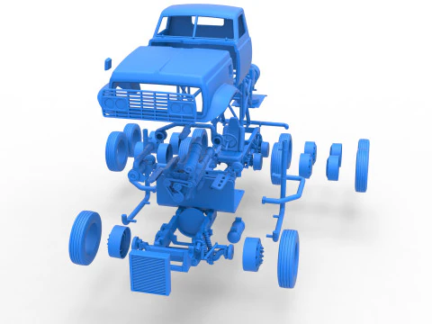 Vintage GATR Racing Semi truck Version 3 Scale 1 to 25 3D Print Model