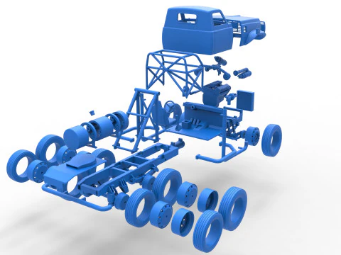 Vintage GATR Racing Semi truck Version 3 Scale 1 to 25 3D Print Model