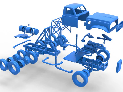 Vintage GATR Racing Semi truck Version 3 Scale 1 to 25 3D Print Model