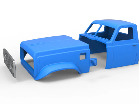 Cab of Vintage GATR Racing Semi truck Version 3 Scale 1 to 25 3D Print Model