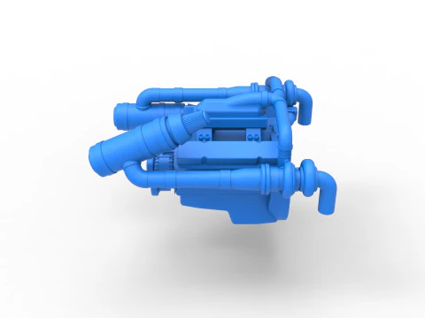 Twin Turbo engine V8 for semi truck Scale 1 to 25 3D Print Model