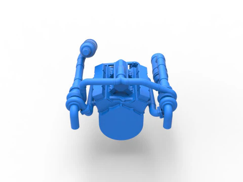 Twin Turbo engine V8 for semi truck Scale 1 to 25 3D Print Model