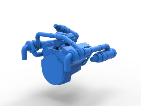 Twin Turbo engine V8 for semi truck Scale 1 to 25 3D Принт Модель