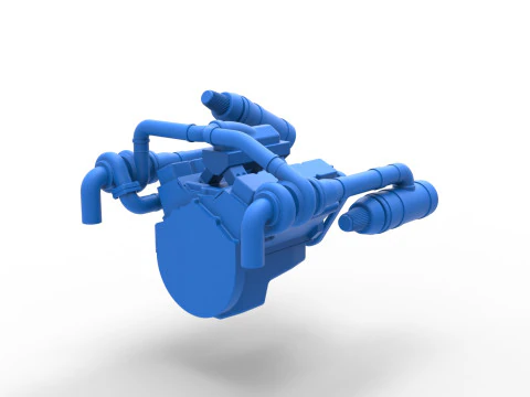 Twin Turbo engine V8 for semi truck Scale 1 to 25 3D Print Model