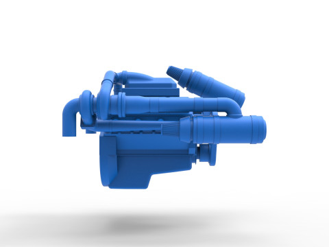 Twin Turbo engine V8 for semi truck Scale 1 to 25 3D Принт Модель