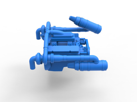 Twin Turbo engine V8 for semi truck Scale 1 to 25 3D Принт Модель