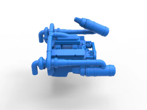 Twin Turbo engine V8 for semi truck Scale 1 to 25 3D Print Model