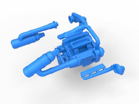Twin Turbo engine V8 for semi truck Scale 1 to 25 3D Принт Модель