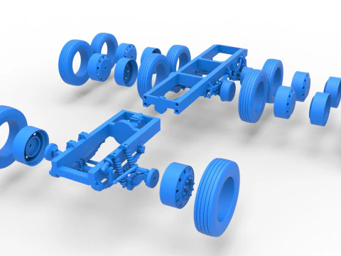 Chassis of Vintage GATR Racing Semi truck Version 3 Scale 1 to 25 3D Print Model