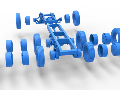 Chassis of Vintage GATR Racing Semi truck Version 3 Scale 1 to 25 3D Print Model